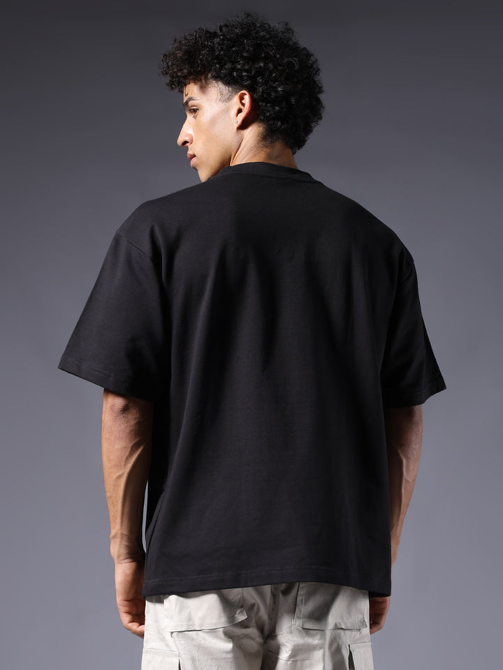 Wolf Men Oversized Black Terry T-Shirt